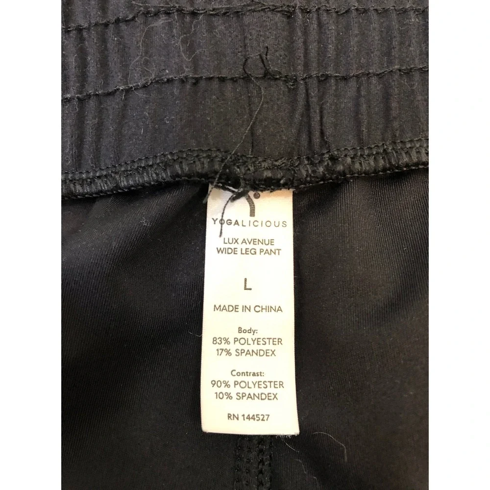 Yogalicious Lux Avenue Wide Leg Pant Women Large Black Elastic Waist Pockets